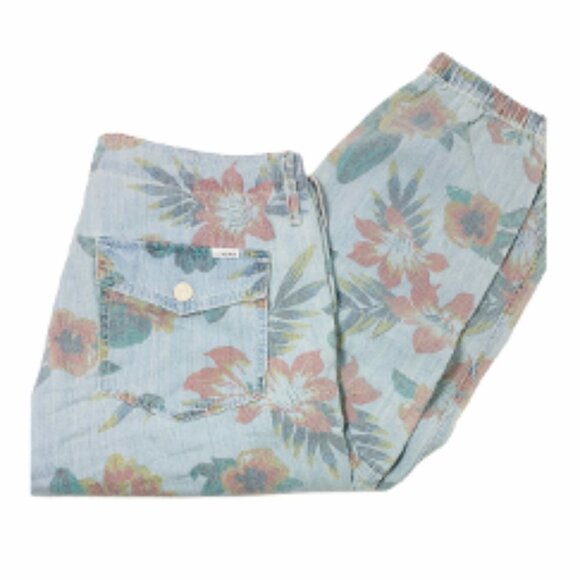Mother Womens Blue Floral Tropical Mid Rise Lightweight Joggers Pants Sz 27 New - Picture 3 of 11